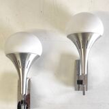 Appliques tulipes en métal et verre - années 60/70