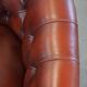 Red cow leather English chesterfield club chair