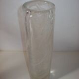 Vintage scroll vase in blown and bubbled glass