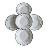 5 soup plates, iron earth, old French plates, Saint Amand,
