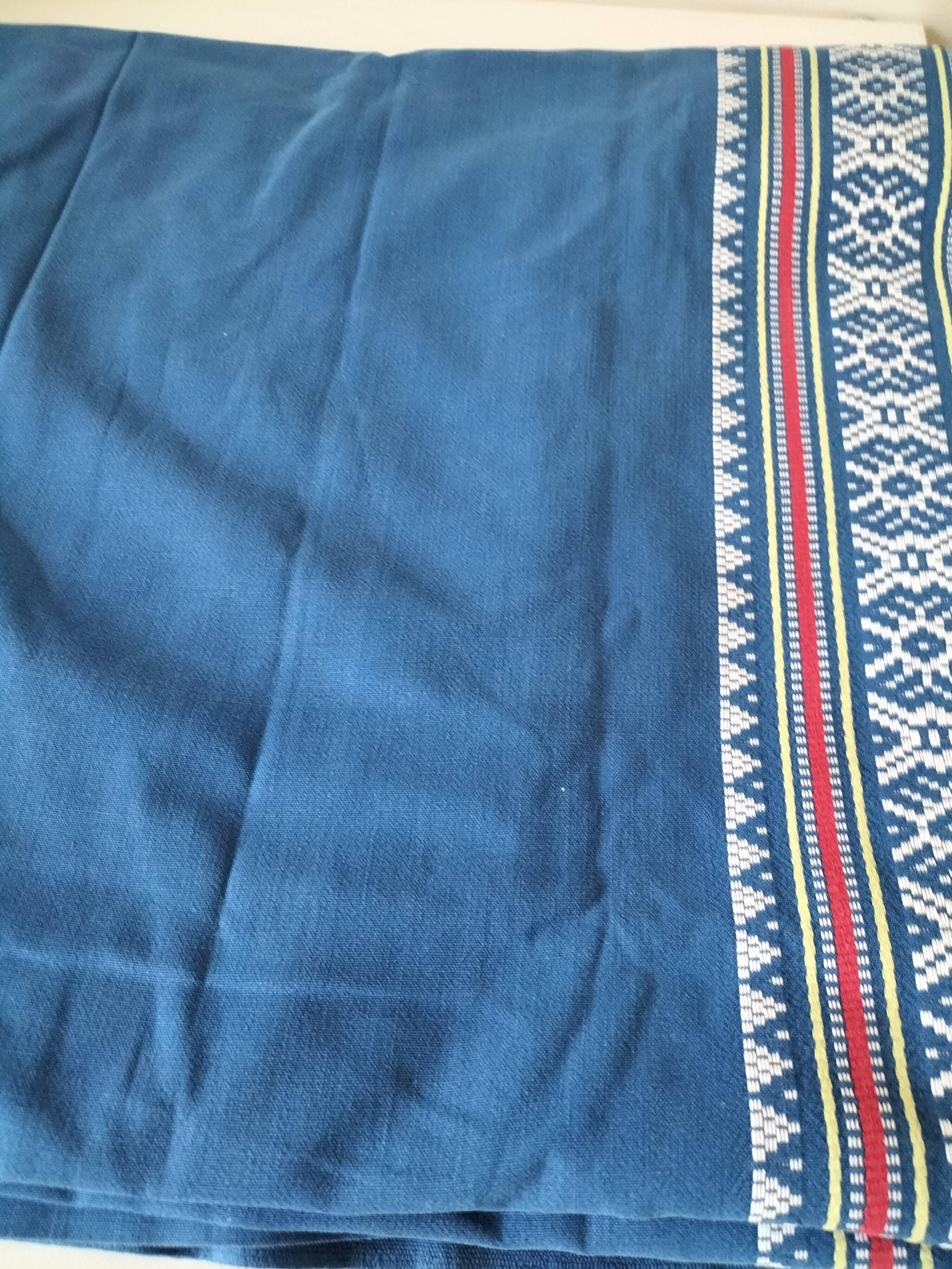 grande nappe et 11 serviettes vintage basque bleu indigo,