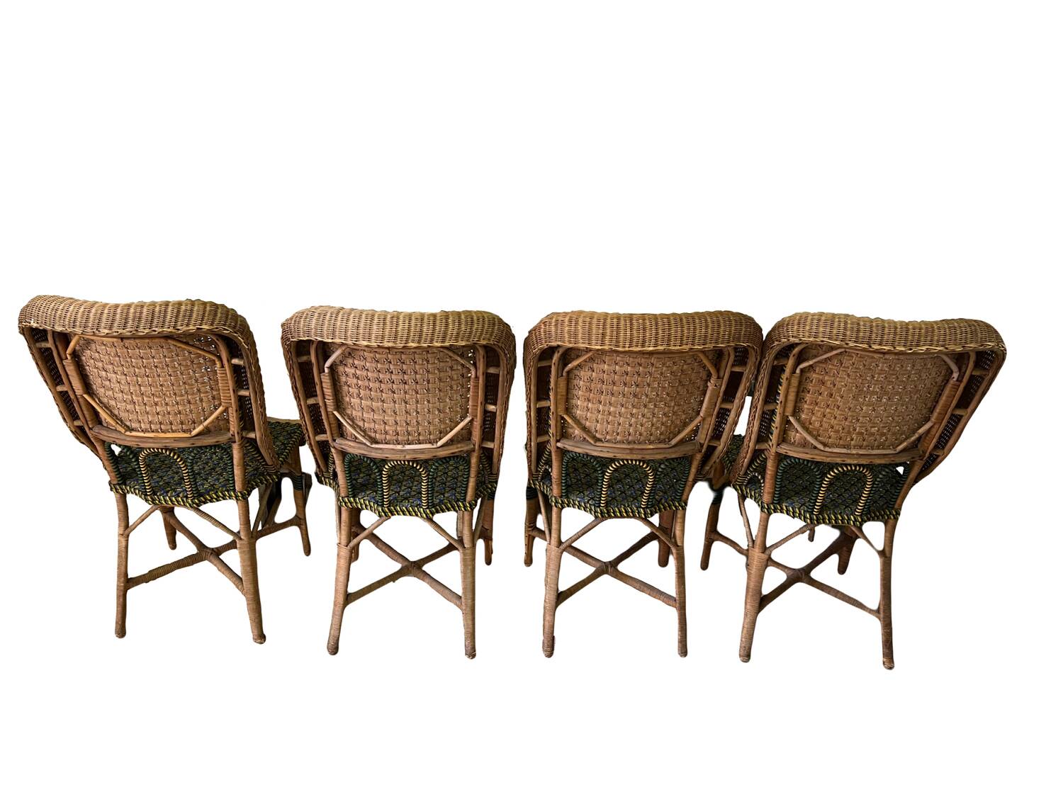 4 vintage rattan and bamboo chairs