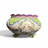 Sèvres, 20th century porcelain tripod planter with floral decoration