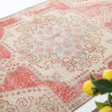 3x6 red and beige wool turkish rug 198x112cm