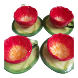 Set of 4 cups and vintage saucers