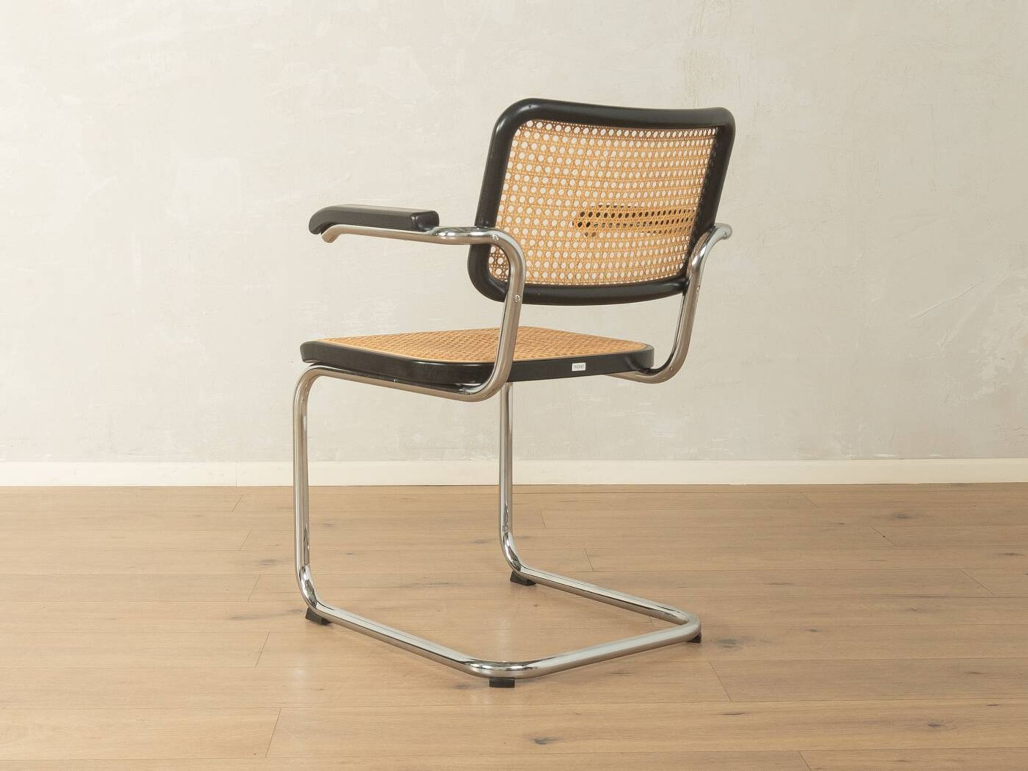 Thonet | Marcel Breuer cantilever chair, Bauhaus era, chrome and Vienna cane, black wood frame