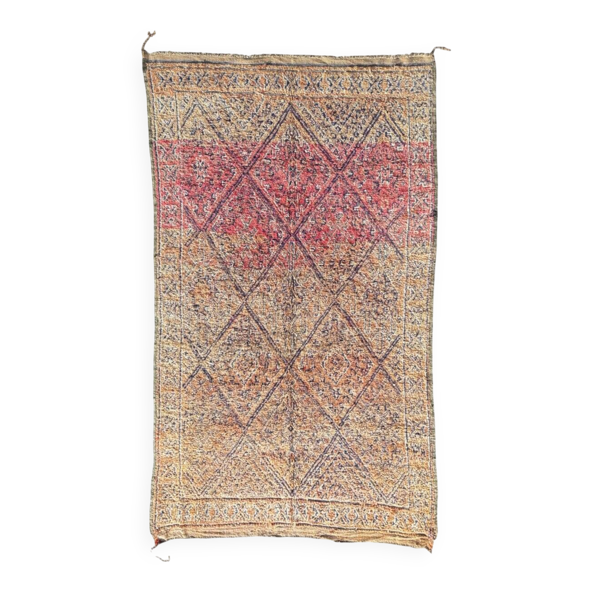 Vintage Berber wool rug, bohemian Moroccan.