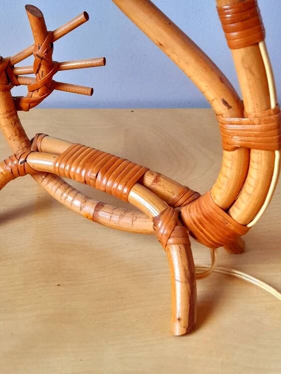 1960s rattan cat lamp