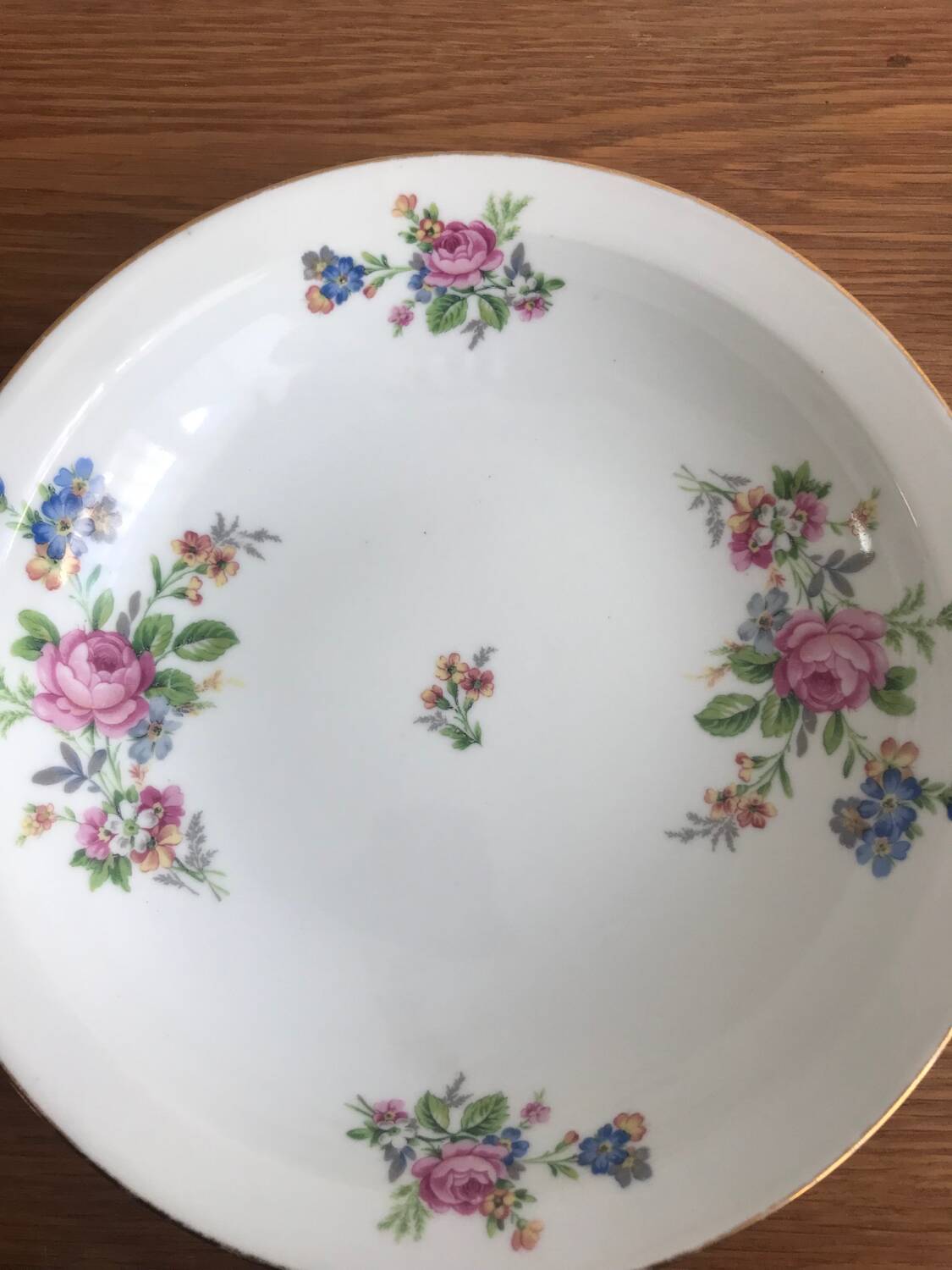 Round Hollow Dish in Limoges Porcelain Signed PCL Fleur