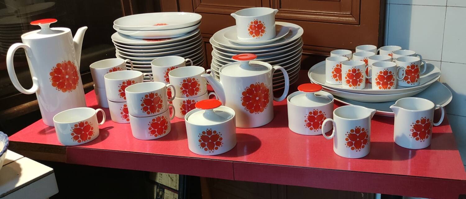 Old Tableware Service Seventies Orange Hans Théo Baumann For Thomas Germany