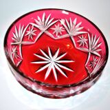 Saint-Louis Massenet cut crystal bowl lined with Raspberry Red OVERLAY