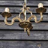 Vintage French Cage Chandelier: Bronze & Brass 3-Branch Ceiling Light