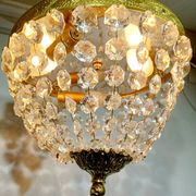 Plafonnier 3 lumières bronze et cristal
