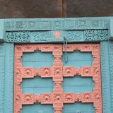 Old Indian door in old teak, piece and patina of origin