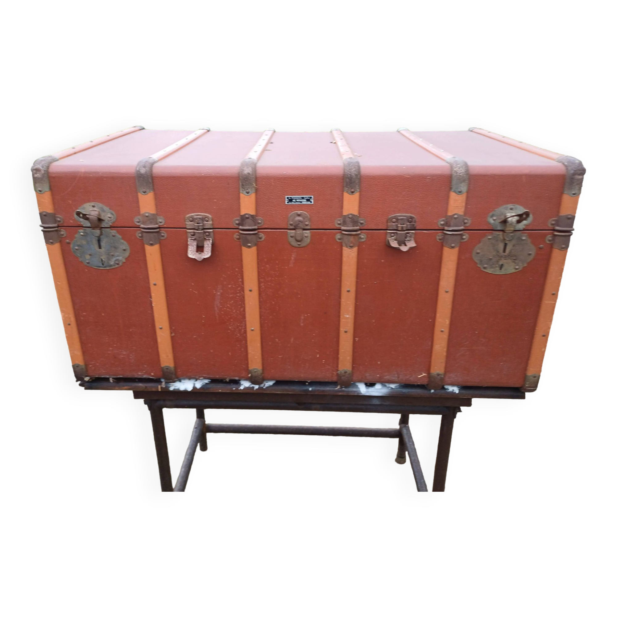 Malle de Voyage Bois et Simili Cuir