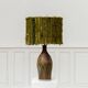 Vintage ceramic lamp with green wool shade, 1960s.