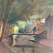 Paintings set of 3 drawings by Ed. Pannetier (1884-1965) Provence Côte d'Azur