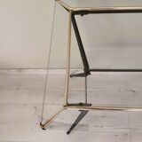 Antique side table made of metal and glass