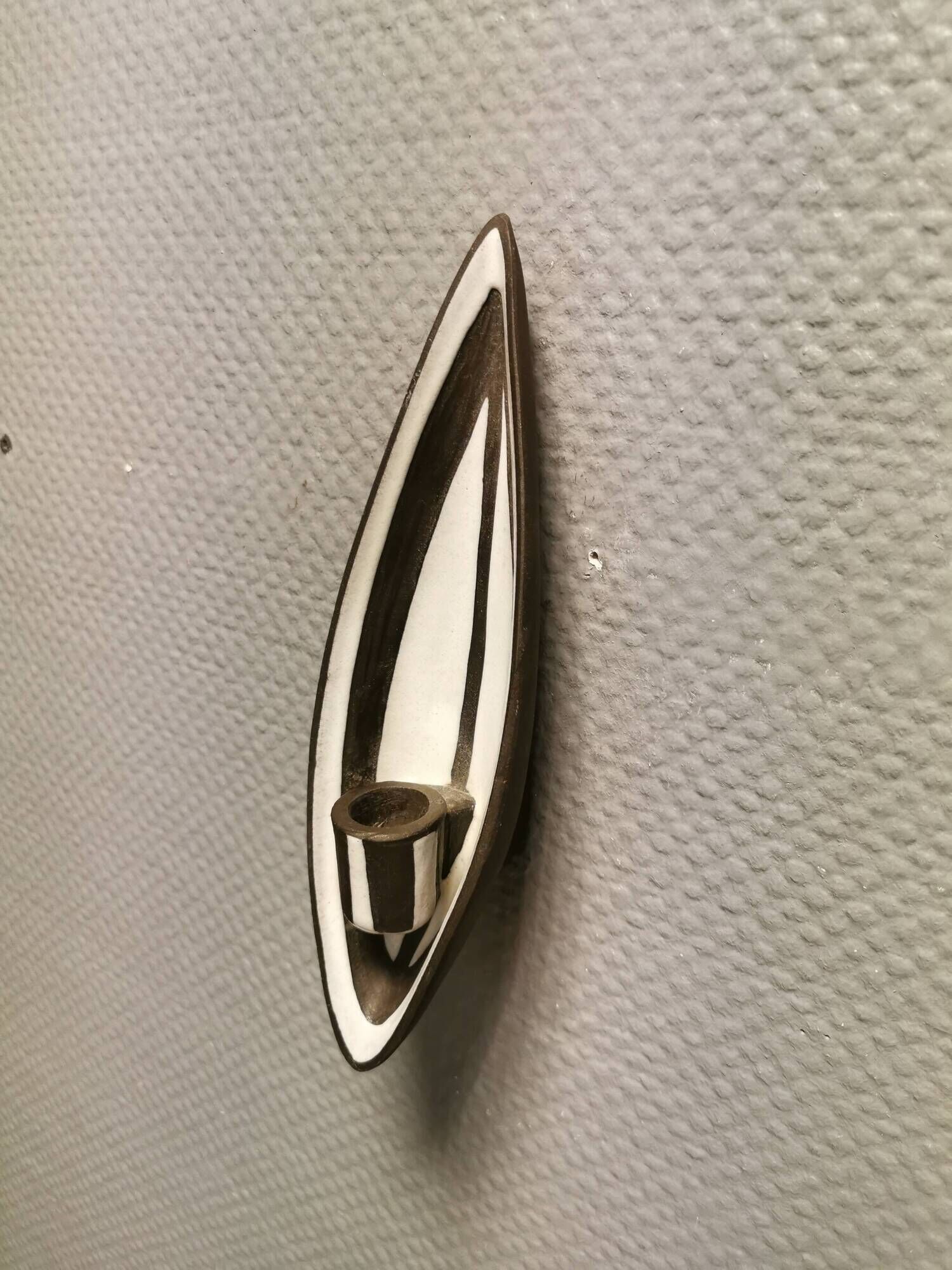 Wall-hung candle holder in the black series, made by Michael Andersen Bornholm Denmark 1960s