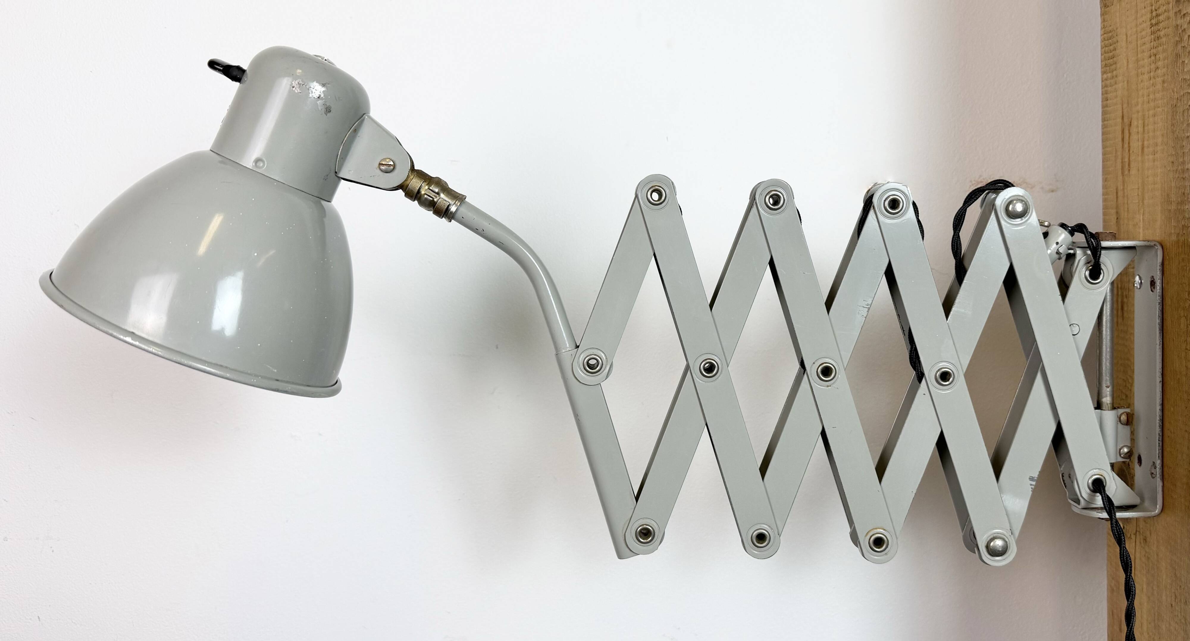 Grey German Industrial Scissor Wall Lamp from SIS, 1960s