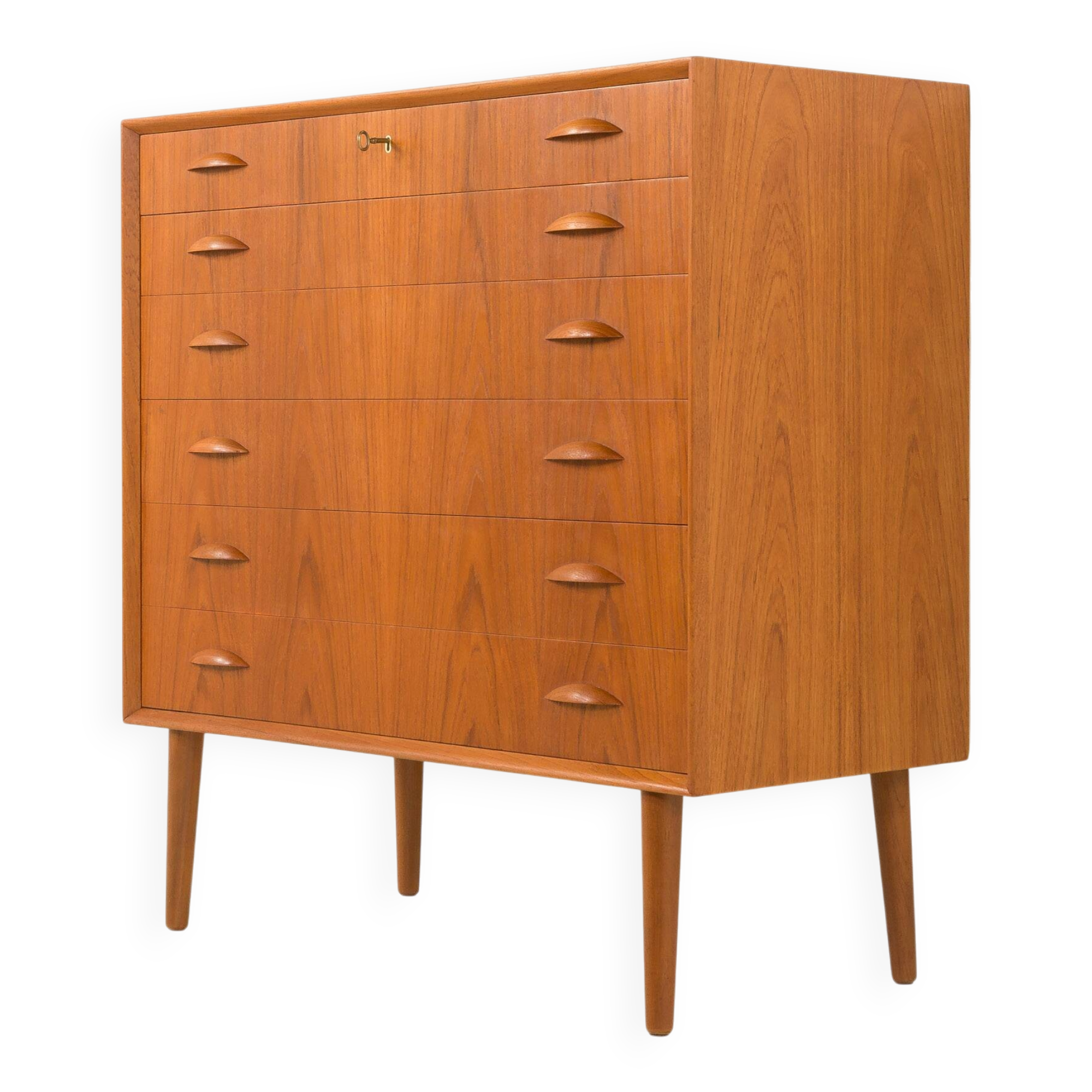 Scandinavian teak chest of drawers by Johannes Sorth for Nexo Mobelfabrik.