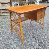 Vintage rattan desk from the 60s, 100cm L
