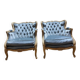 Paire de Bergeres bleues de style Louis XV