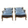 Paire de Bergeres bleues de style Louis XV