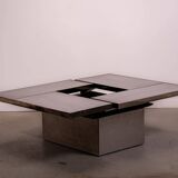 Table basse Belgo en métal brossé chromé