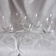 Set of 6 large Bordeaux wine glasses in crystal.