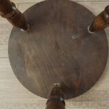 Vintage French Handmade Wooden Milk Stool with 3 Spindle Legs and Bullseye Seat 5311