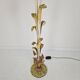 Lampadaire italien avec tiges en métal, détails de feuilles et fleurs en verre de Murano