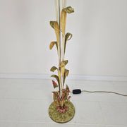 Italian Floor Lamp with Metal Stems, Leaf Details and Murano Glass Flowers