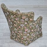 1970s, Danish armchair, reupholstered, flowers furniture fabric.