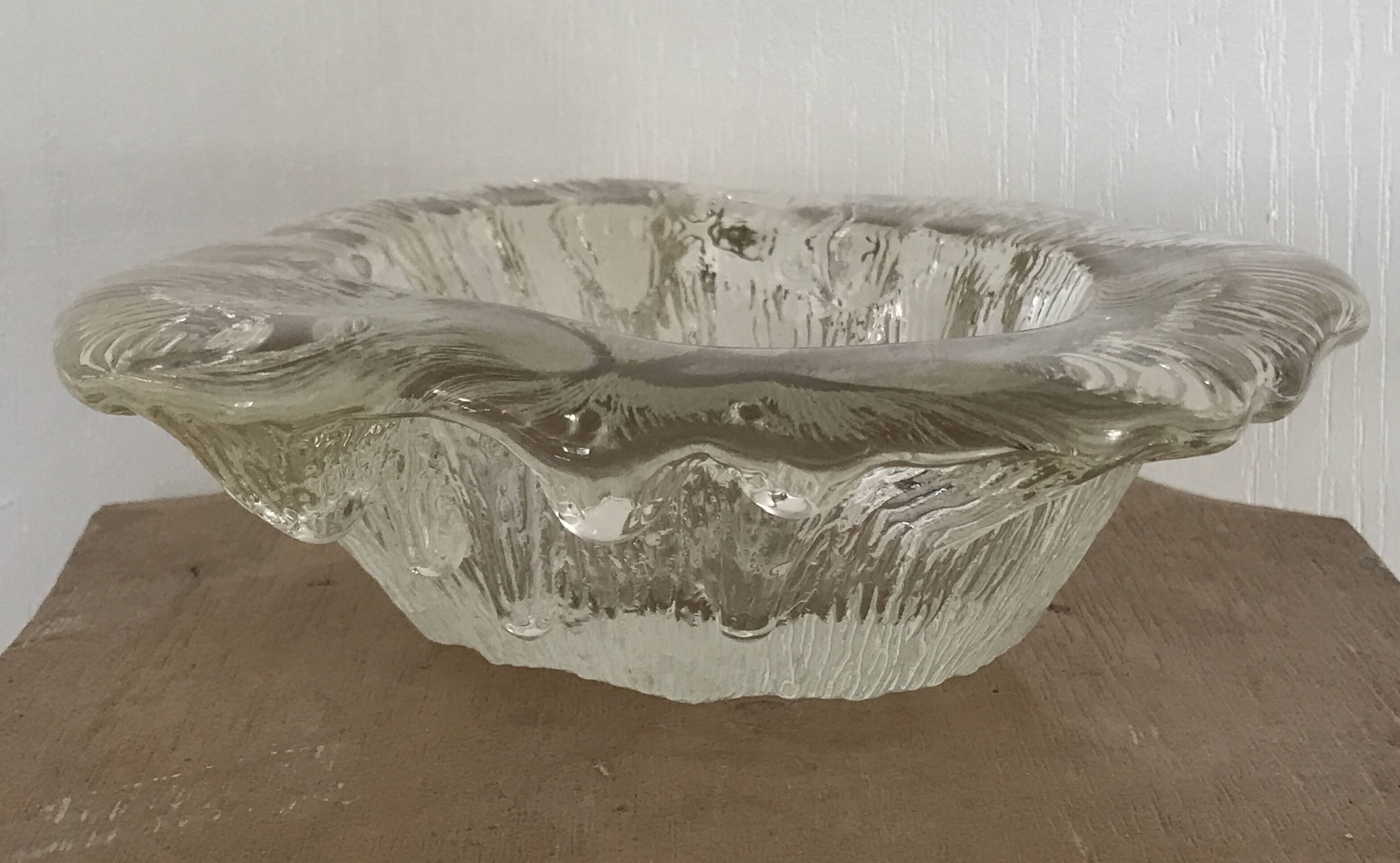 Blenko ashtray, pocket emptier in modernist glass, brutalist design, 1960