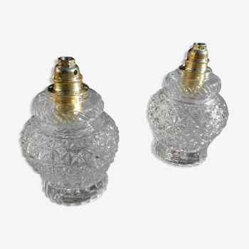 Duo of molded glass globe suspensions