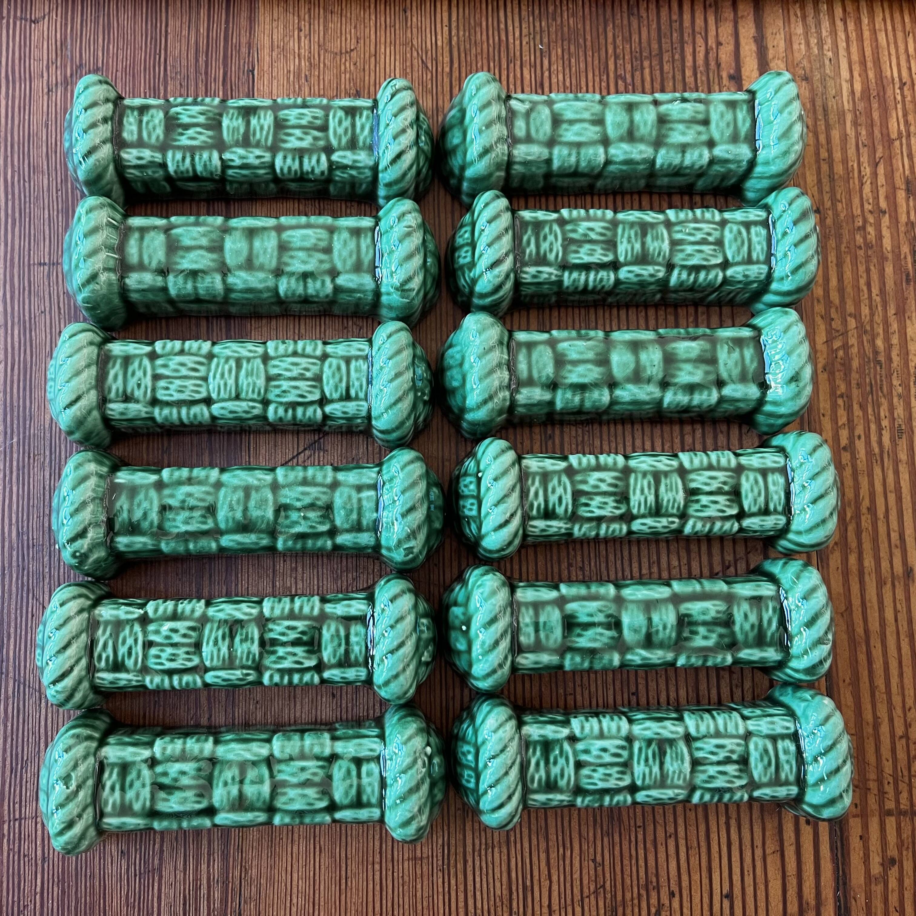 12 green ceramic knife holders