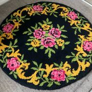 Tapis rond vintage en laine 150cm années 70
