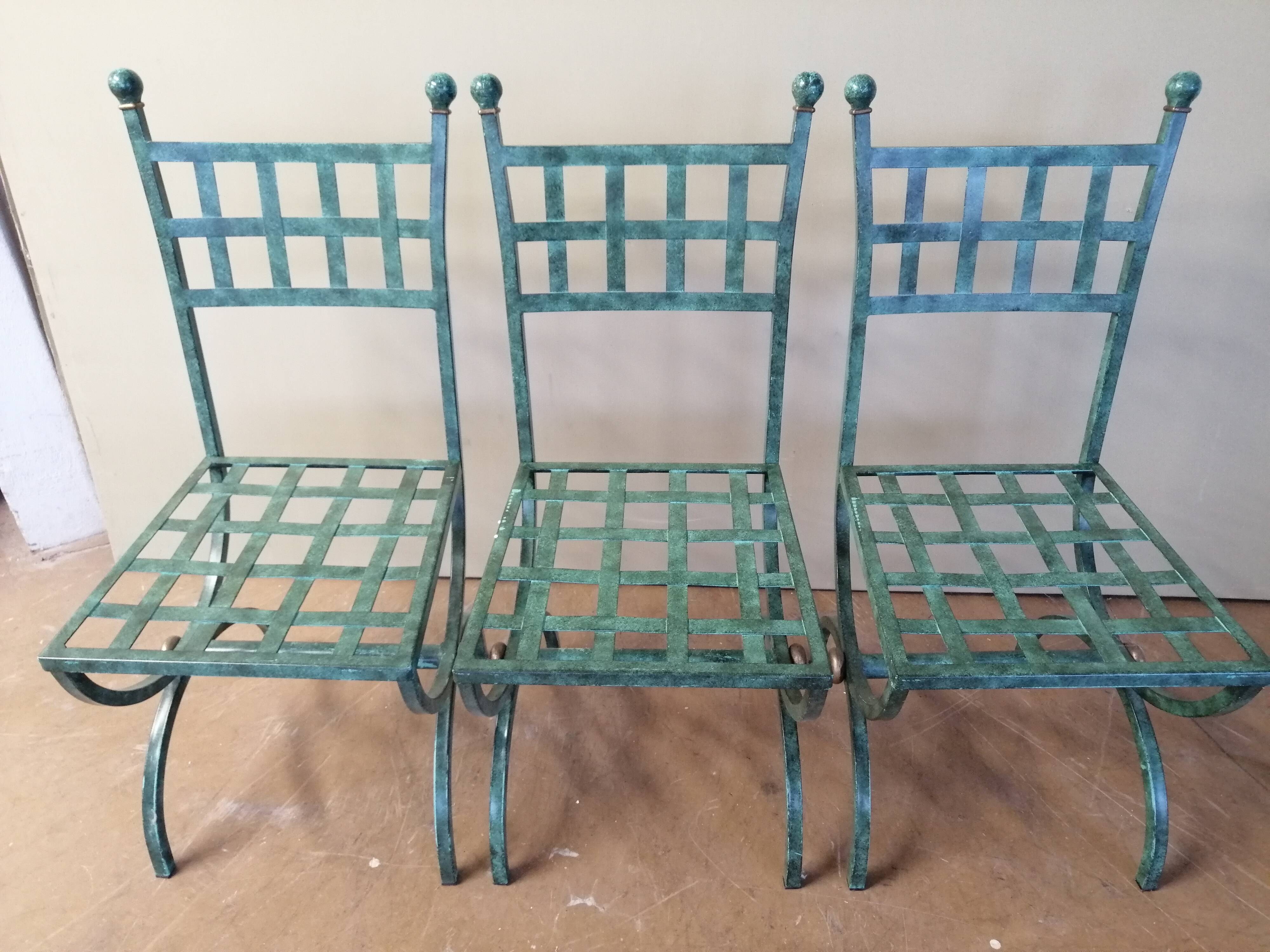 Lot de 6 chaises en fer forgé