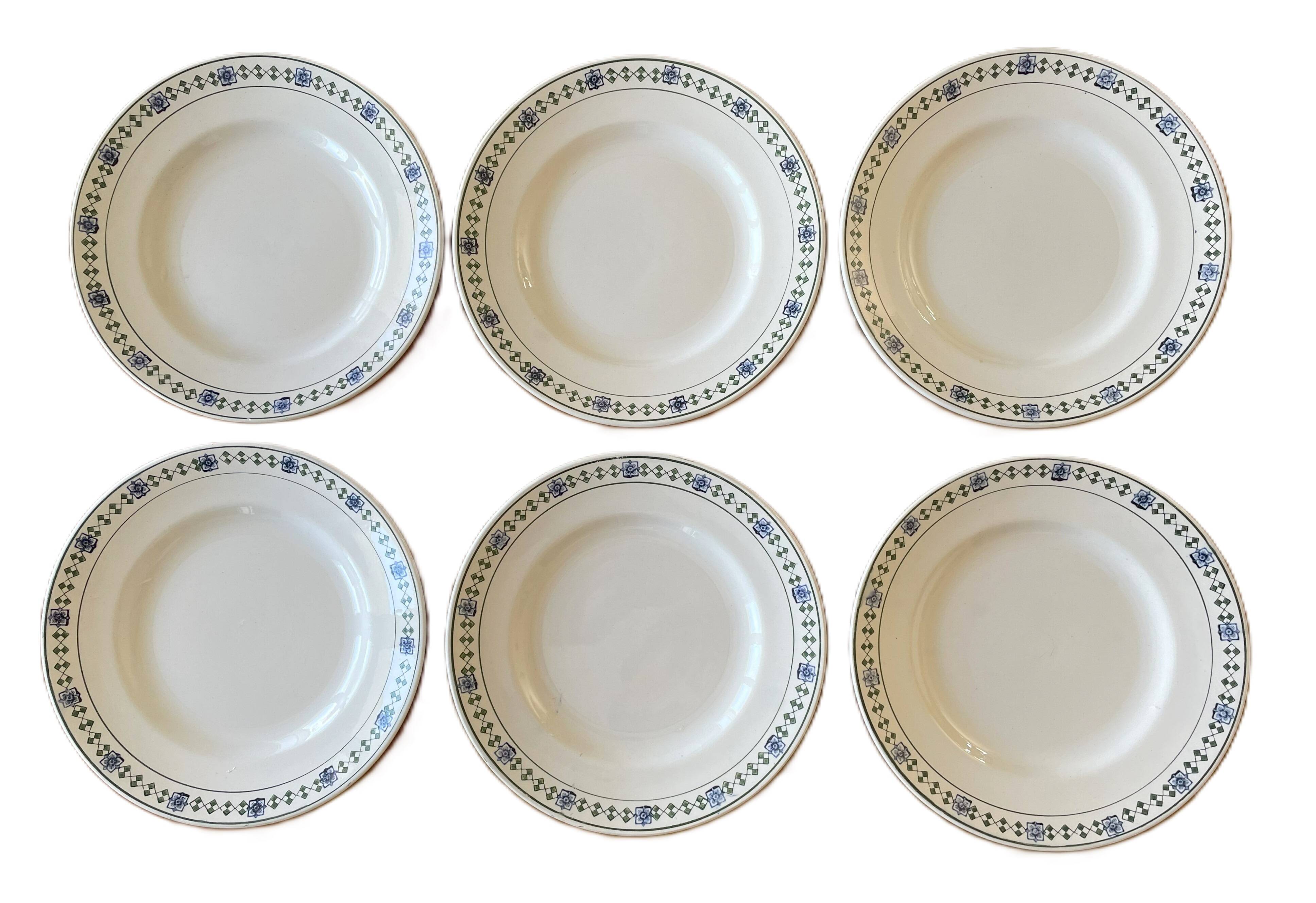 6 old earthenware plates from Saint-Amand (North)