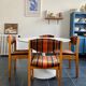 Set of 4 vintage chairs fabric and wood