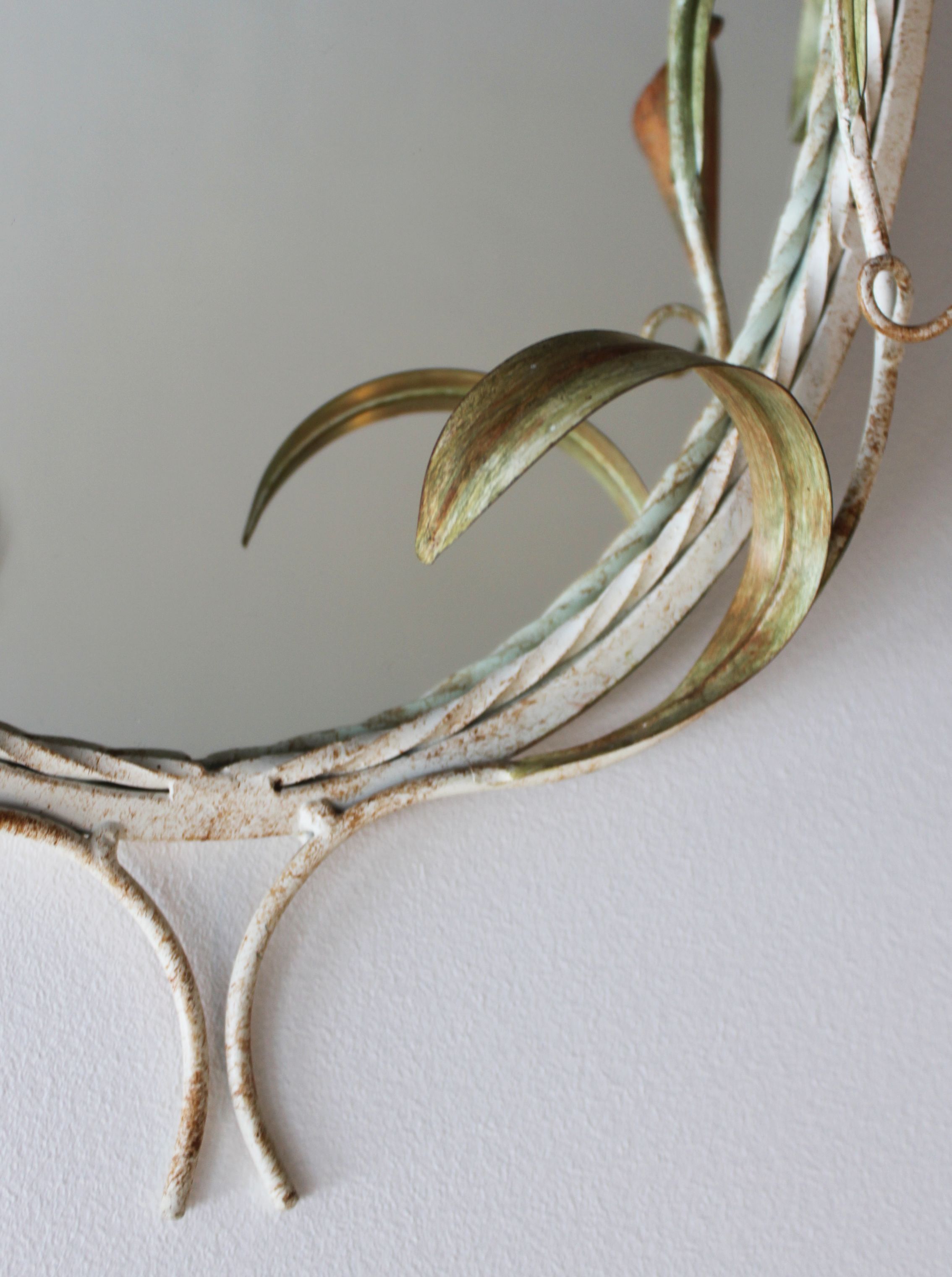 Wrought iron plant mirror Art Deco style, 1960