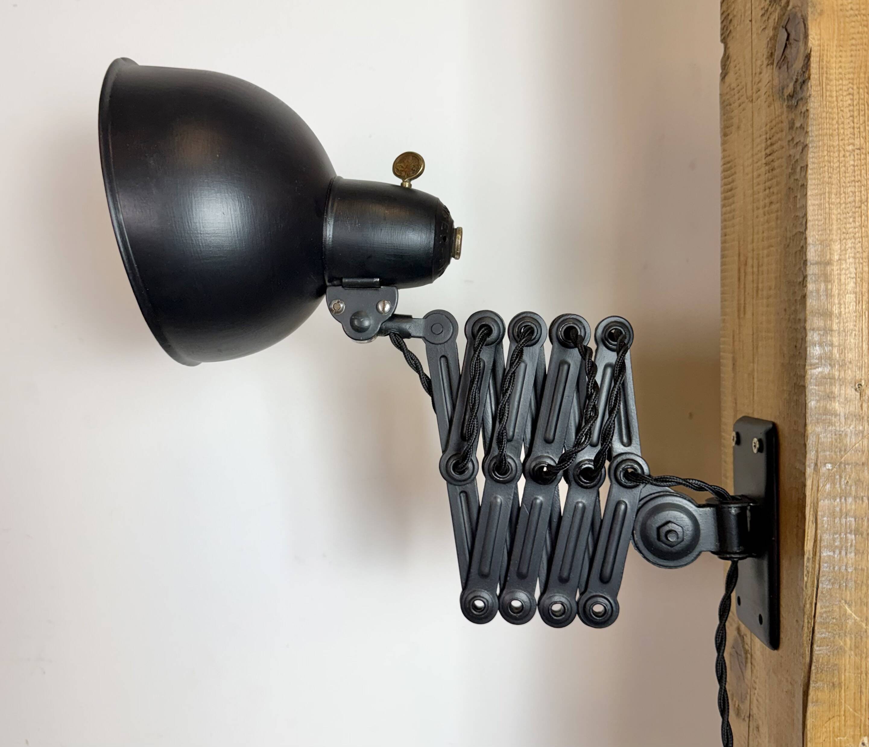 Black Industrial Bauhaus Scissor Wall Lamp from Kaiser Idell, 1930s