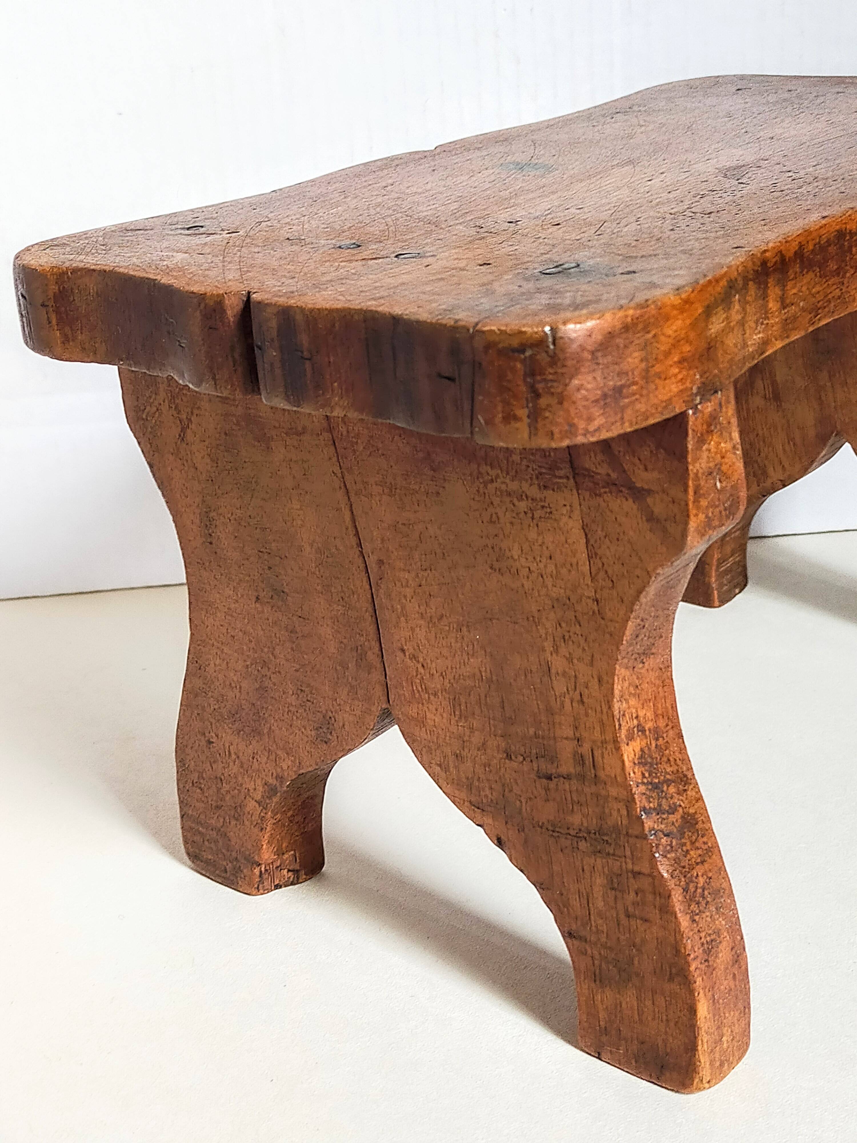 Old solid wood footrest stool
