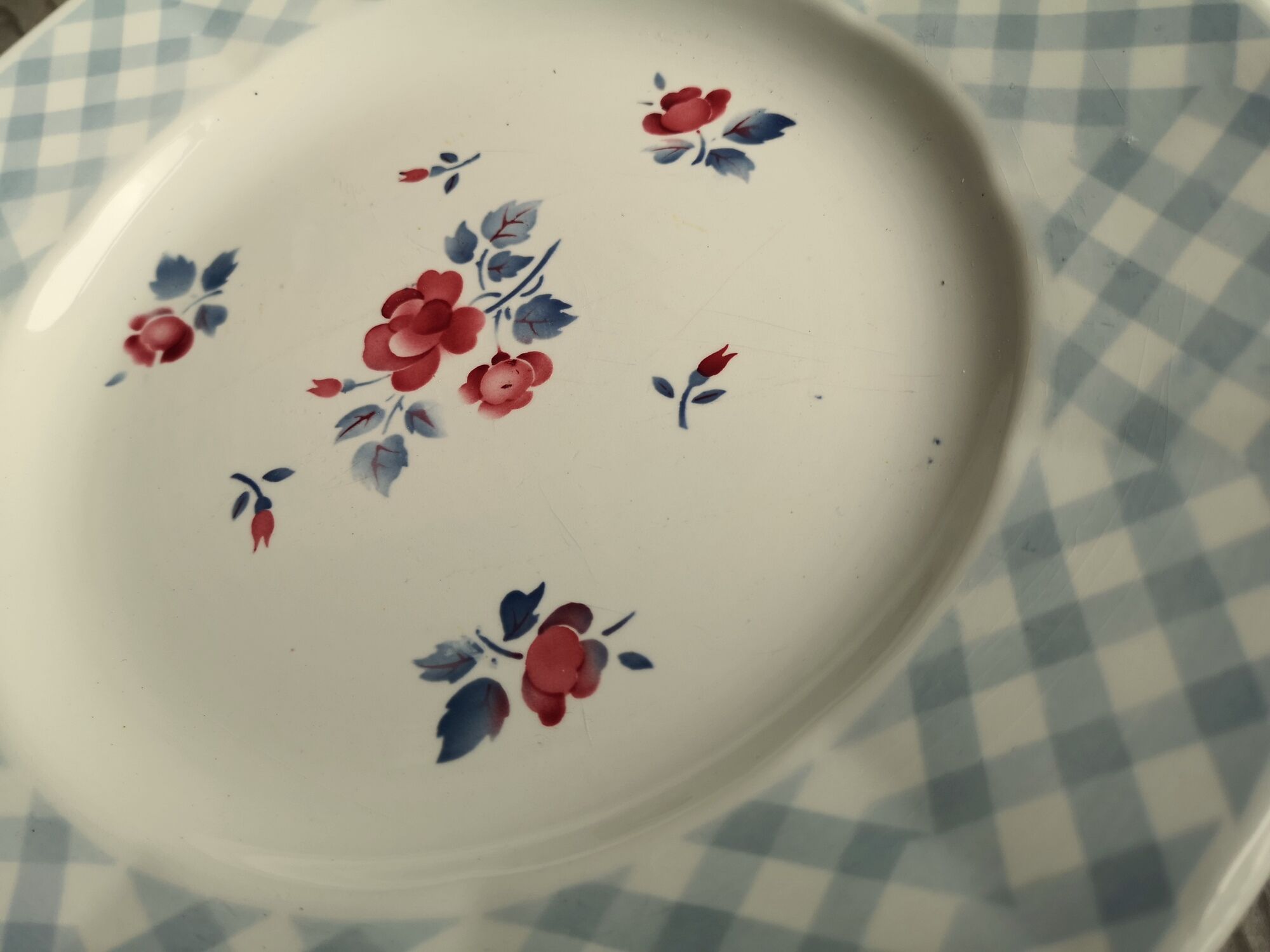 Old Round Plate in Ceramics by Digoin Sarreguemines Model Bastia