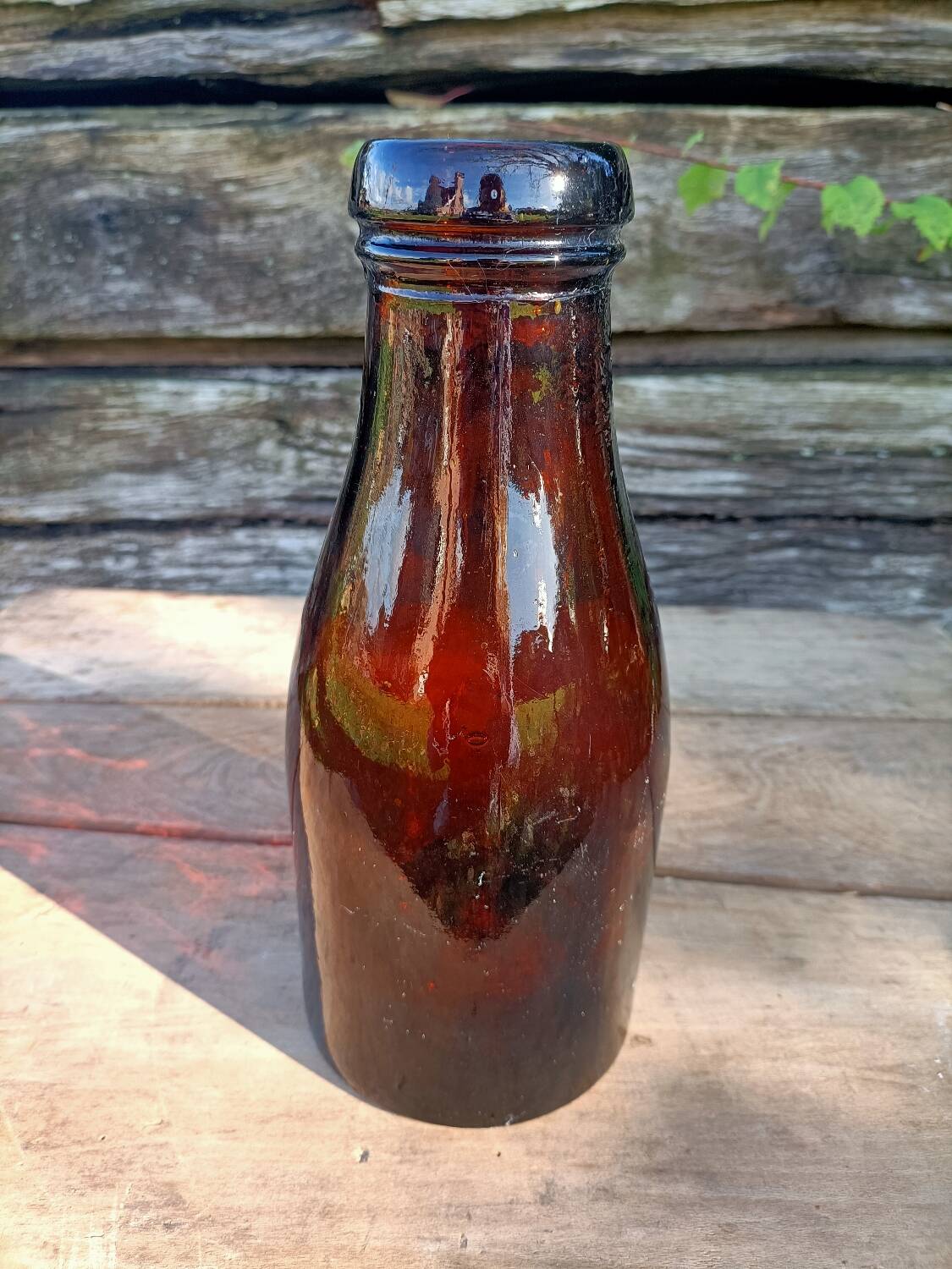 Vintage brown glass vase/bottle
