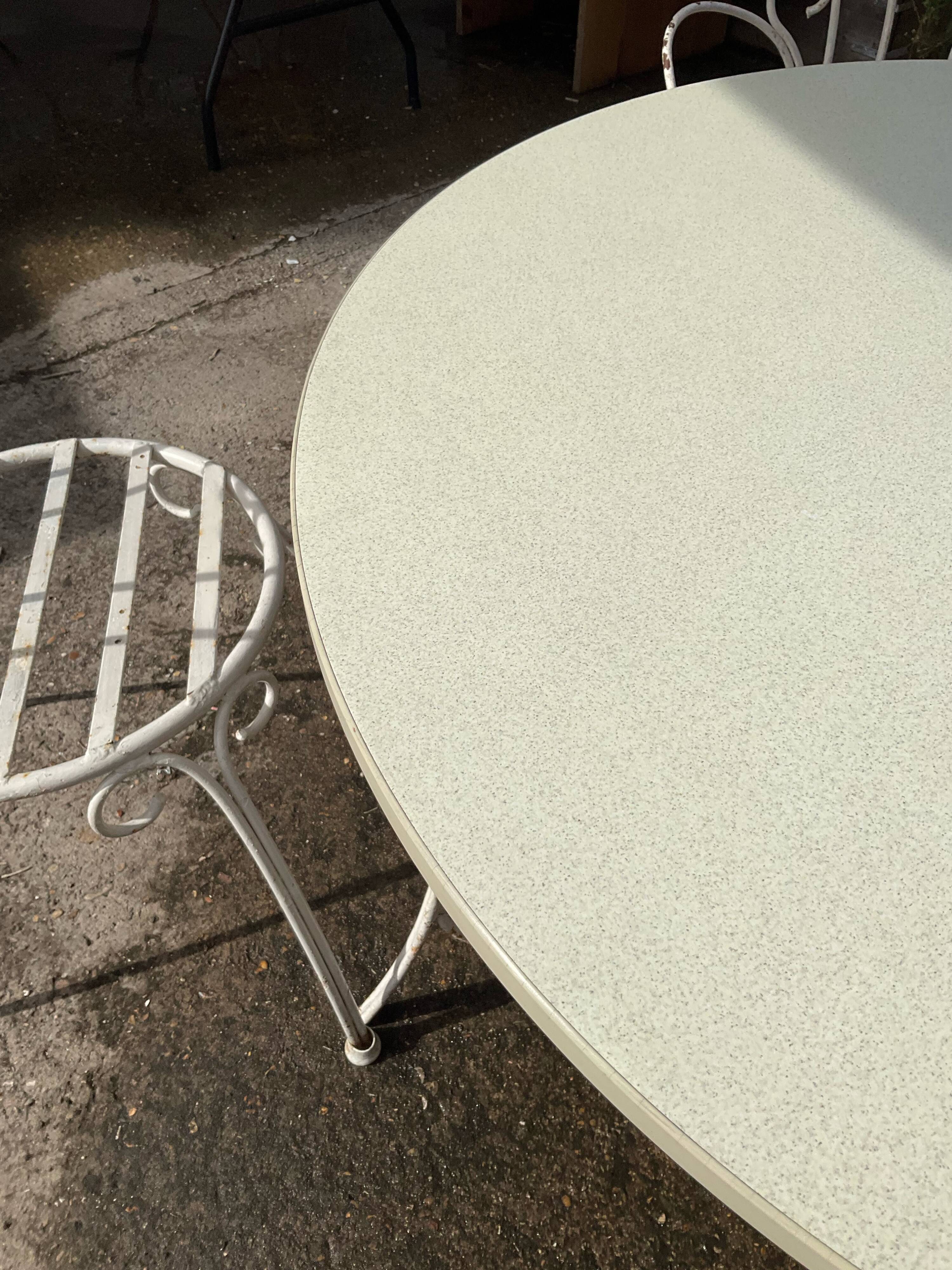 Garden furniture wrought iron 50s germany white and formica