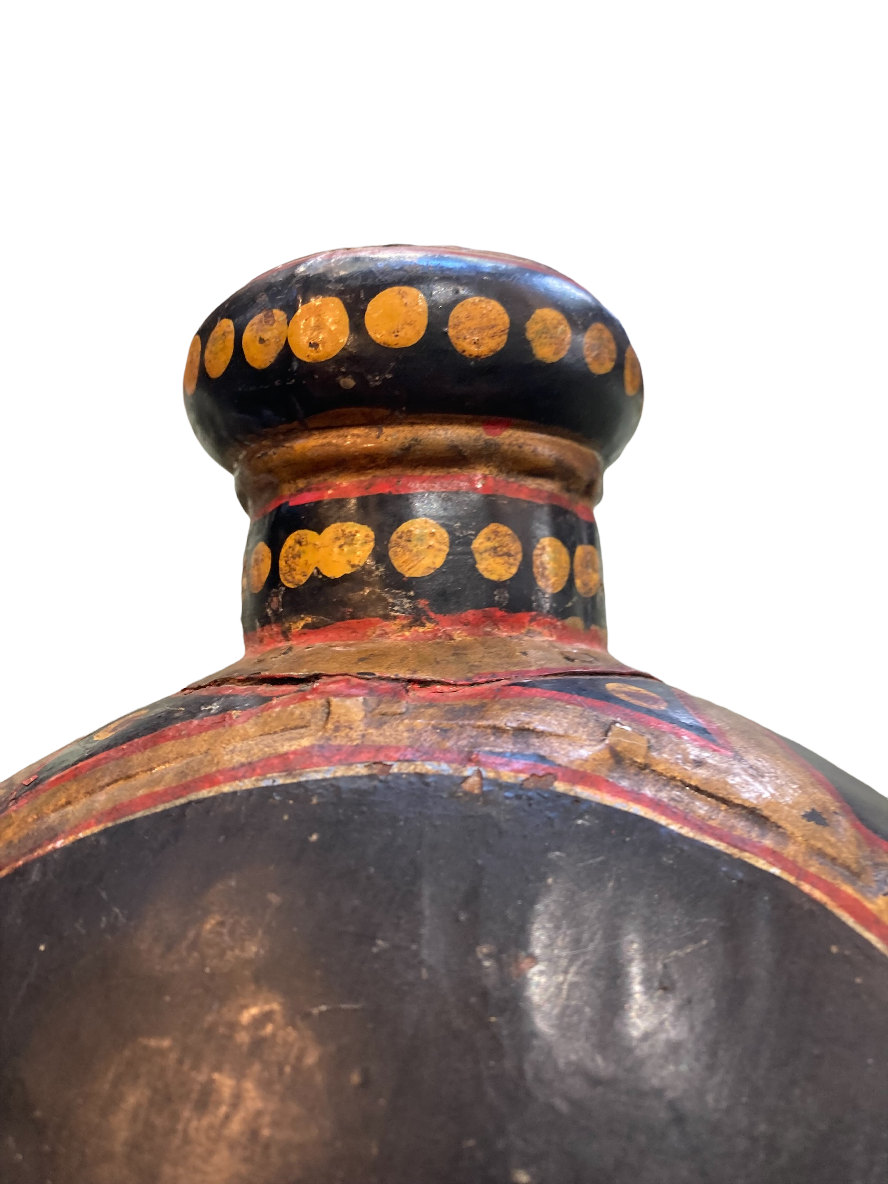 Indian painted metal jar