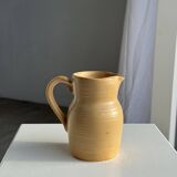 Small vintage jug engraved 50cl matte beige stoneware H14