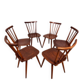 Série lot de 6 chaises bistrot fanett années 1960